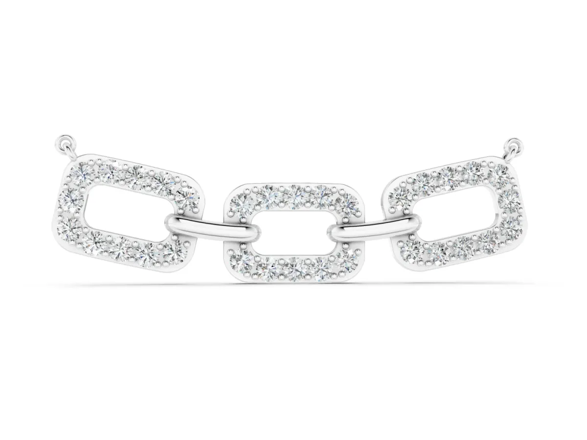 Pavé Cushion Link Pendant Set in Silver with Shared Prong Setting