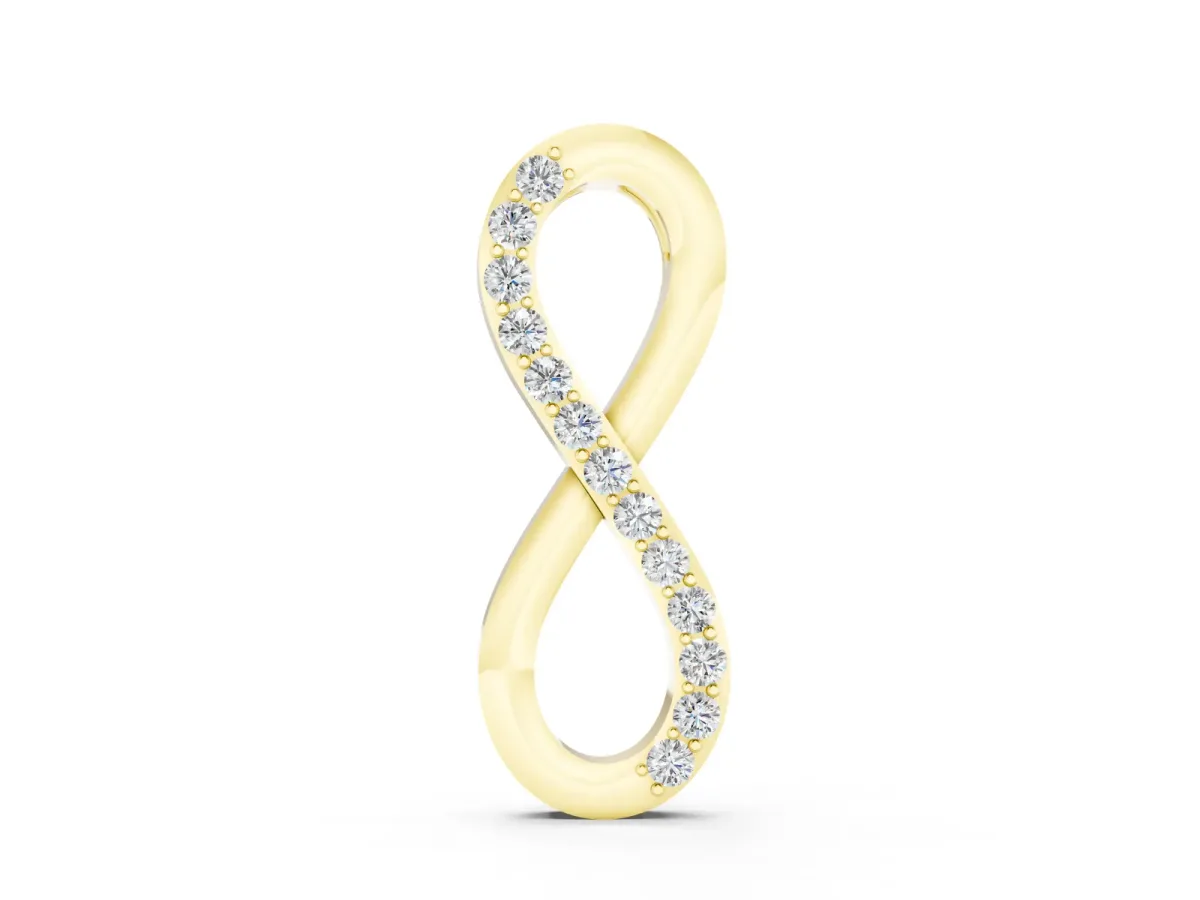 Infinity Pendant Set in Yellow gold with Round Brilliant Pavé Diamonds