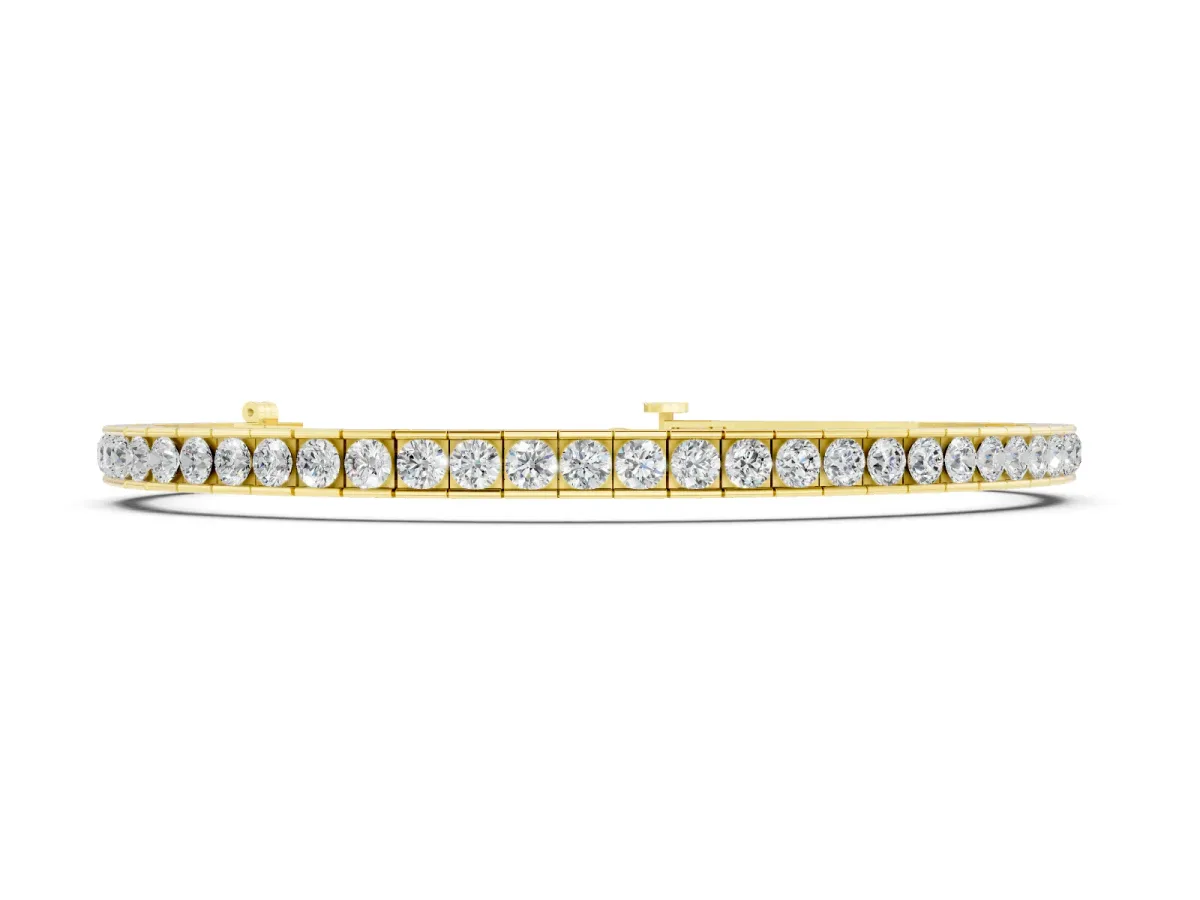 Round Diamond Channel-Set Tennis Bracelet Set in Yellow gold with Box Clasp
