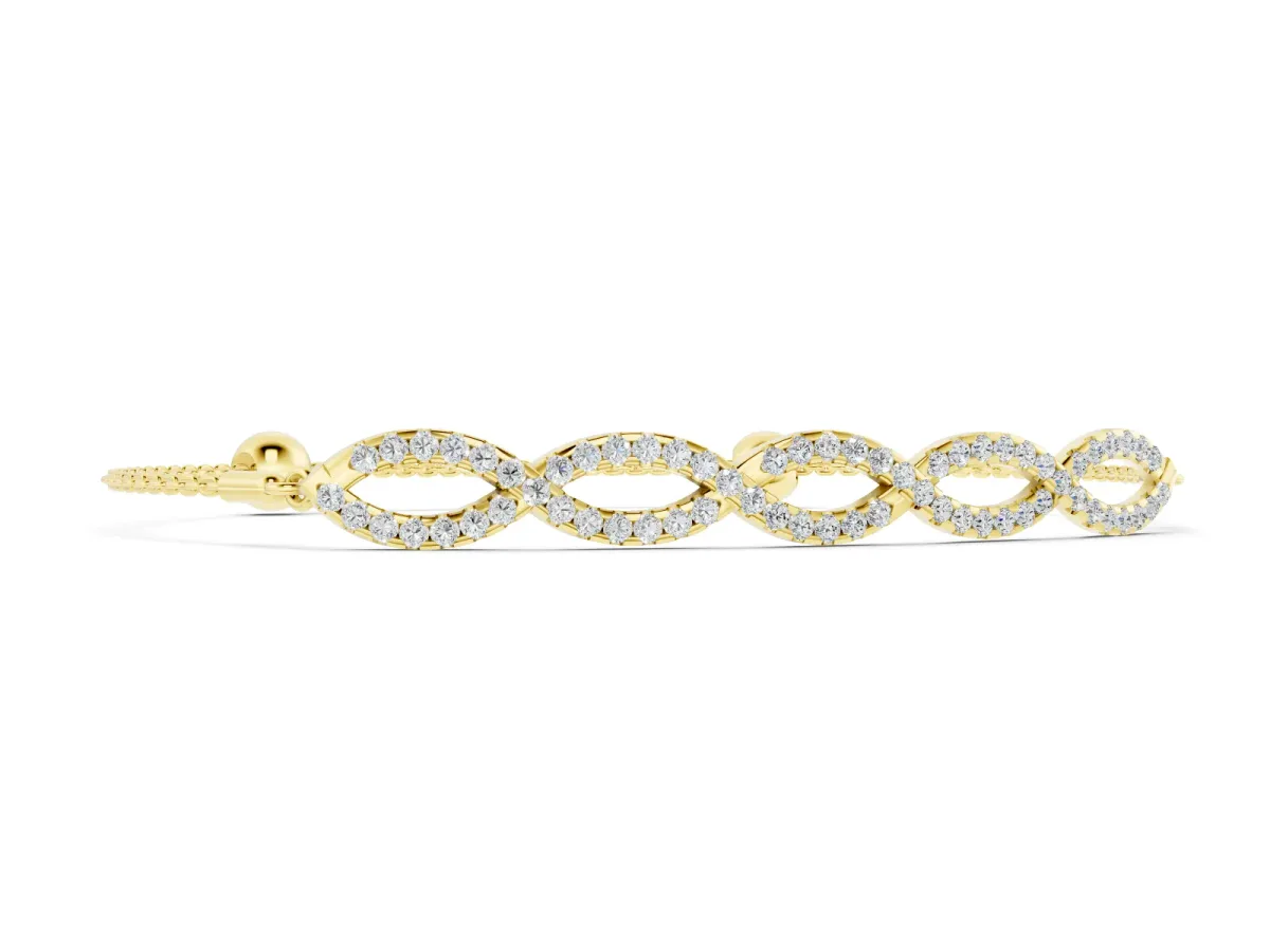 Marquise Diamond Pavé Infinity Chain Bracelet Set in Yellow gold with Bezel Prong Setting
