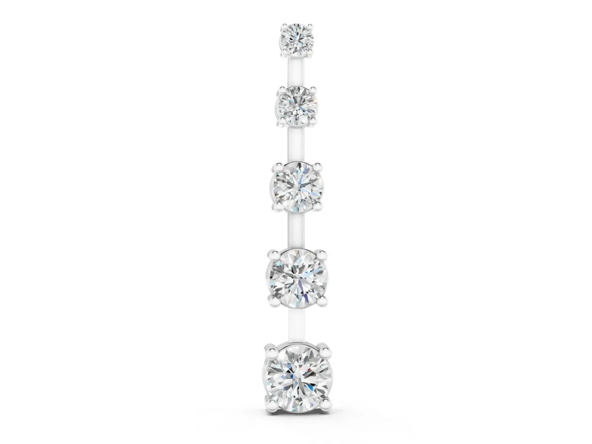 Vertical Bar Pendant Set in White gold with Prong-Set Round Diamonds