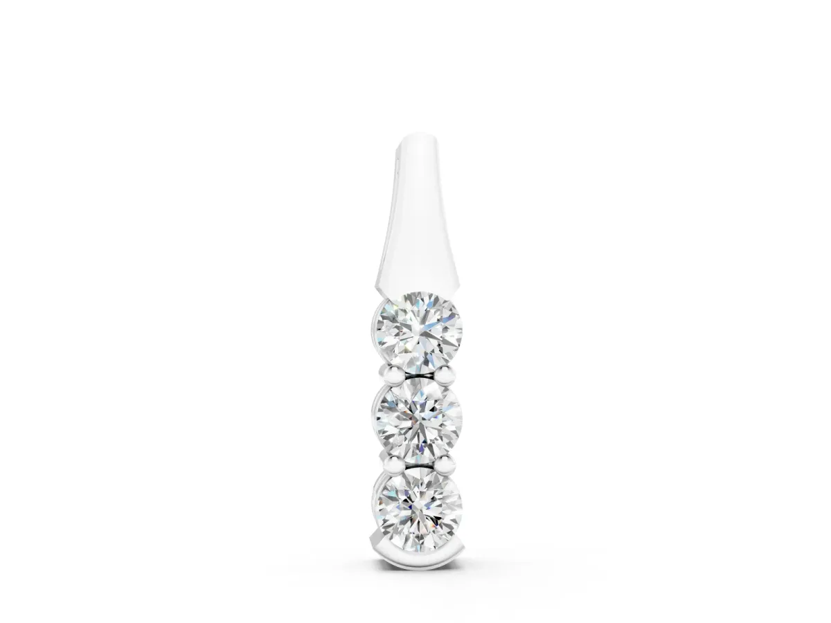 Four-Stone Round Diamond Channel-Set Pendant Set in Silver with Straight Row