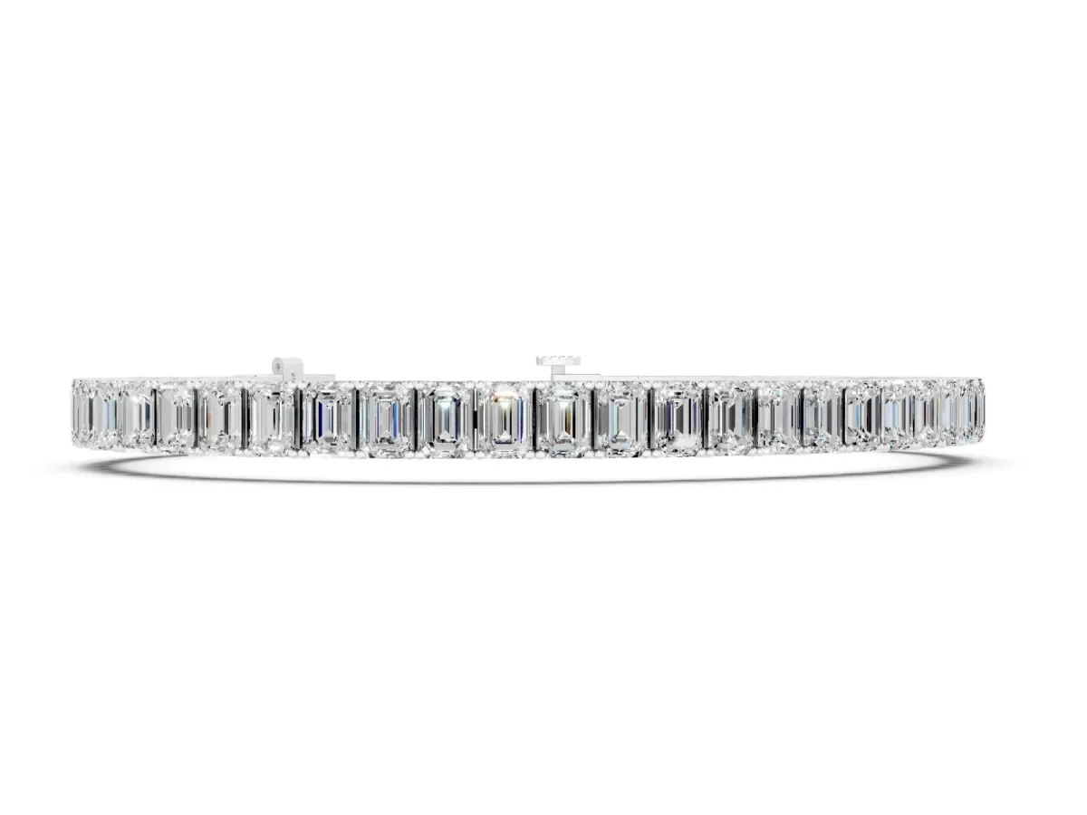 Emerald Cut Diamond Tennis Bracelet Set in White gold with Four-Prong Setting