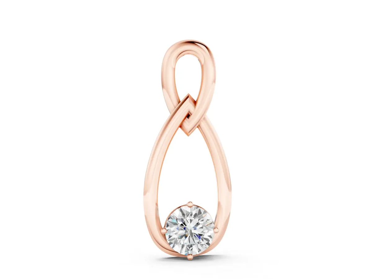 Round Solitaire Infinity Pendant Set in Rose gold with Bezel-Set Diamond