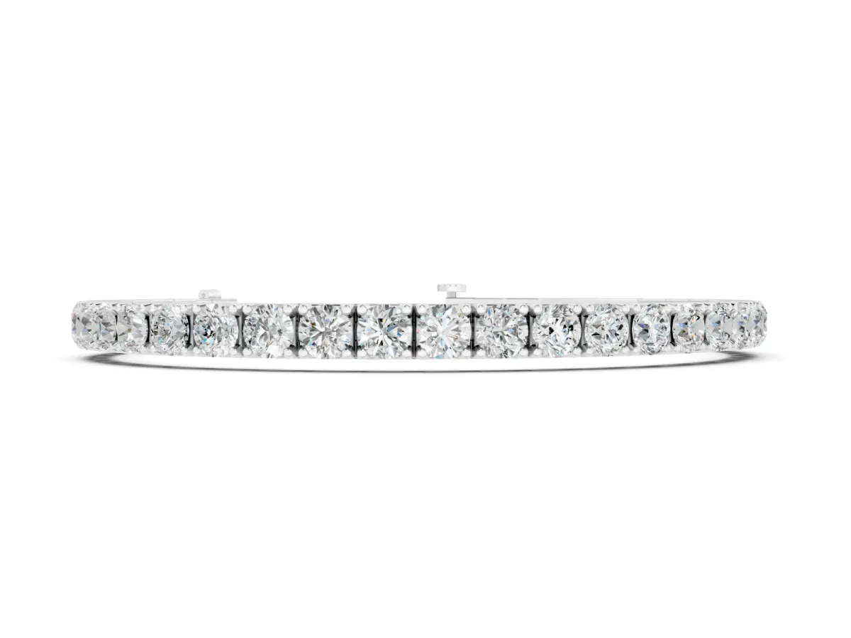 Round Cut Diamond Flexible Tennis Bracelet Set in Silver with Four-Prong Setting and Box Clasp