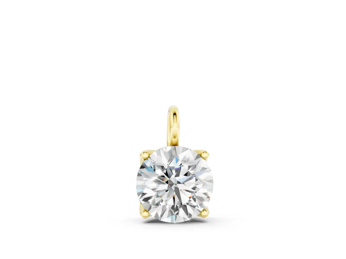 Round Solitaire Pendant Set in Yellow gold with Four-Prong Setting