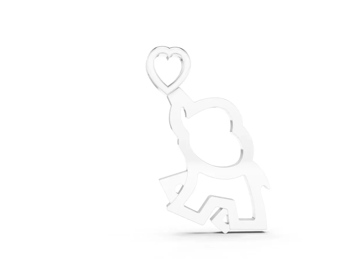 Elephant Heart Pendant Set in Silver with Polished Finish