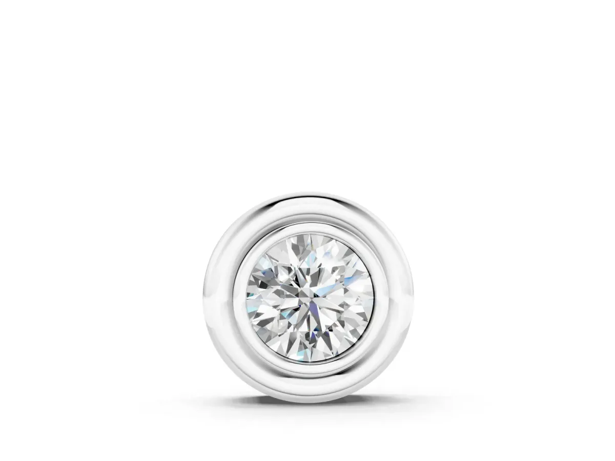 Round Diamond Pendant Set in Silver with Protective Bezel