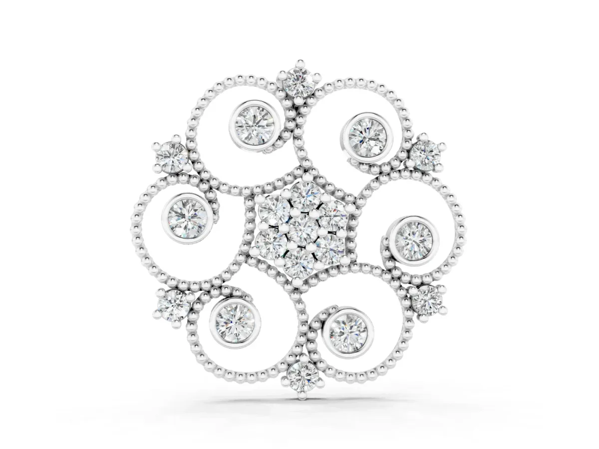 Round Diamond Swirl Pendant Set in Silver with Milgrain Edge