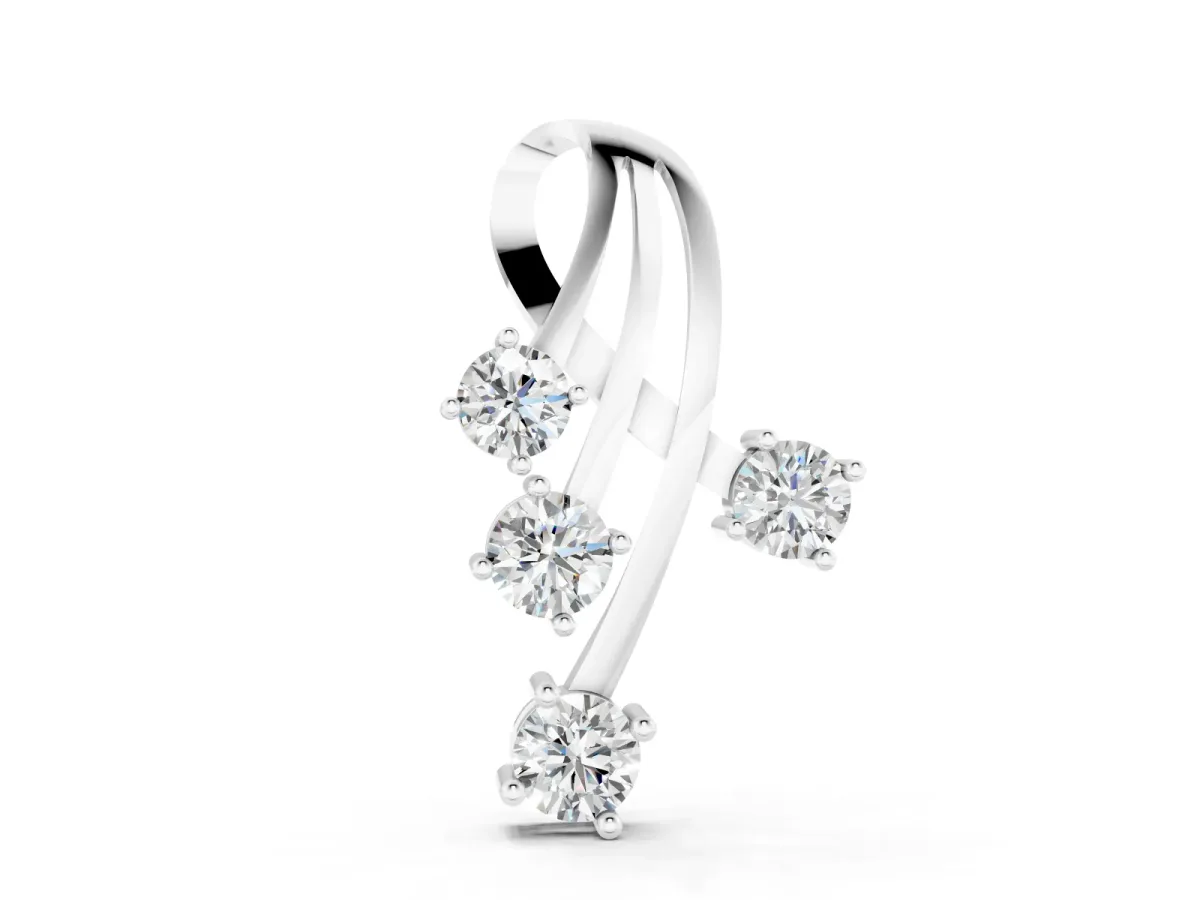 Four-Stone Round Diamond Pendant Set in White gold with Curved Prong Setting