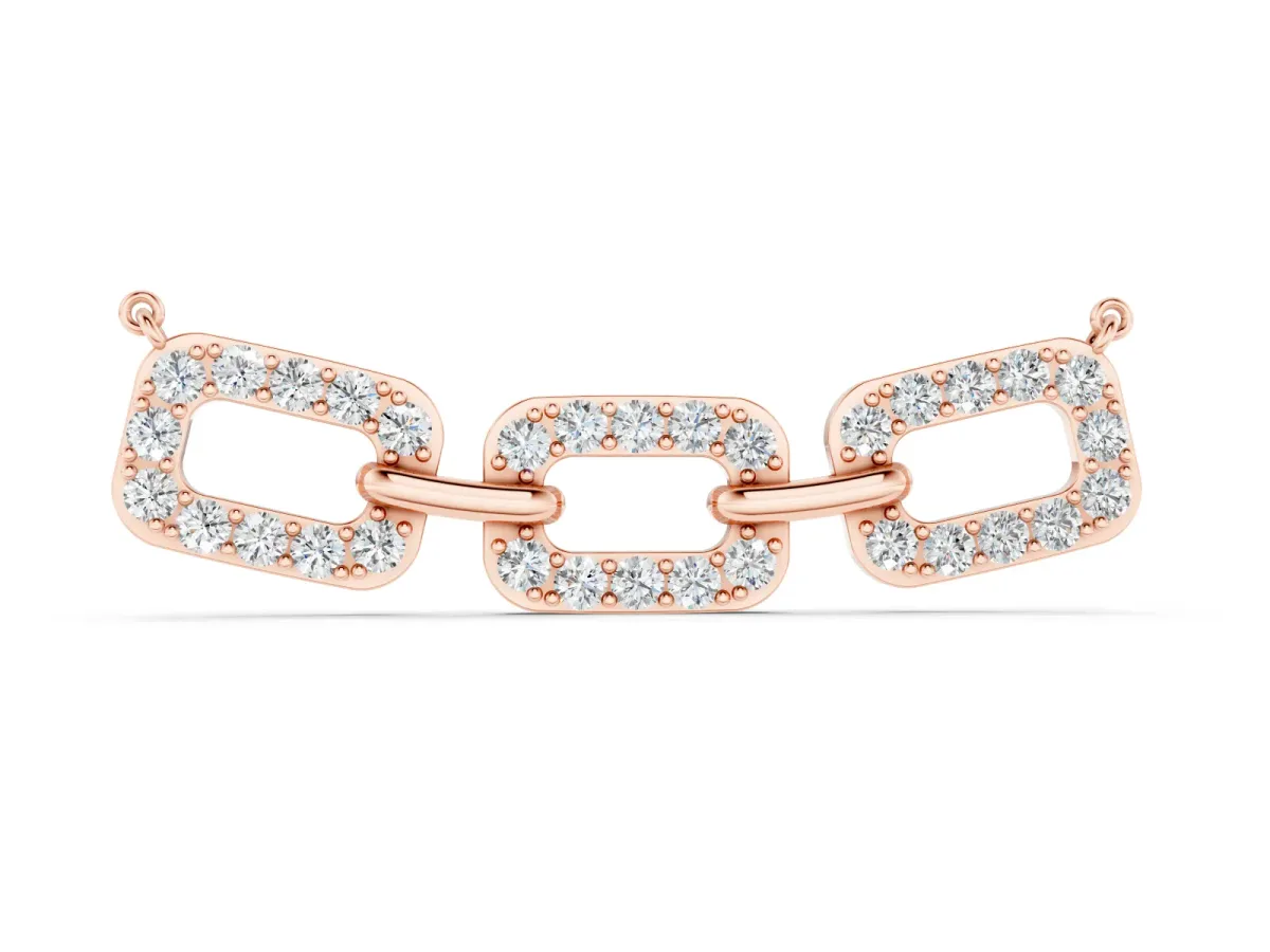 Pavé Cushion Link Pendant Set in Rose gold with Shared Prong Setting