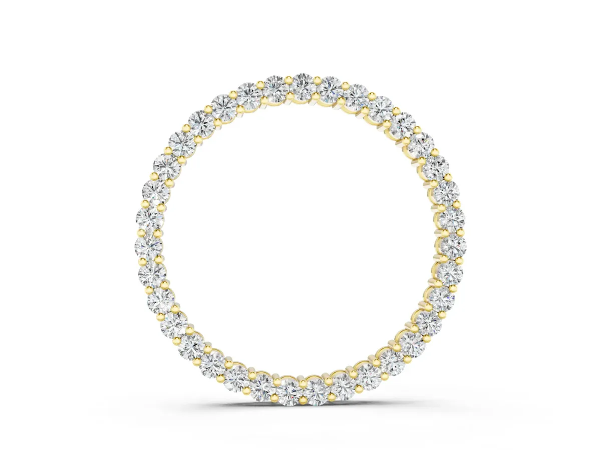 Round Diamond Eternity Pendant Set in Yellow gold with Raised Prong Setting