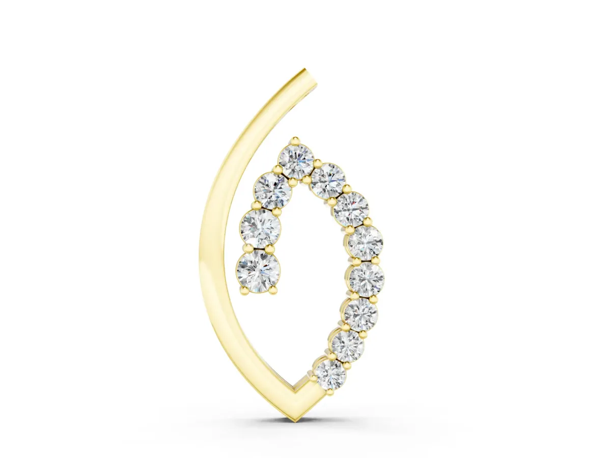 Marquise-Shape Pendant Set in Yellow gold with Prong-Set Round Diamonds