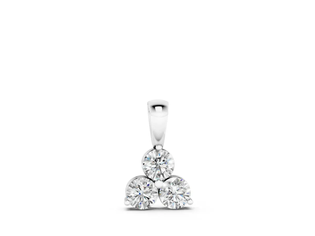 Triangular Cluster Round Diamond Pendant Set in Silver with Prong Setting