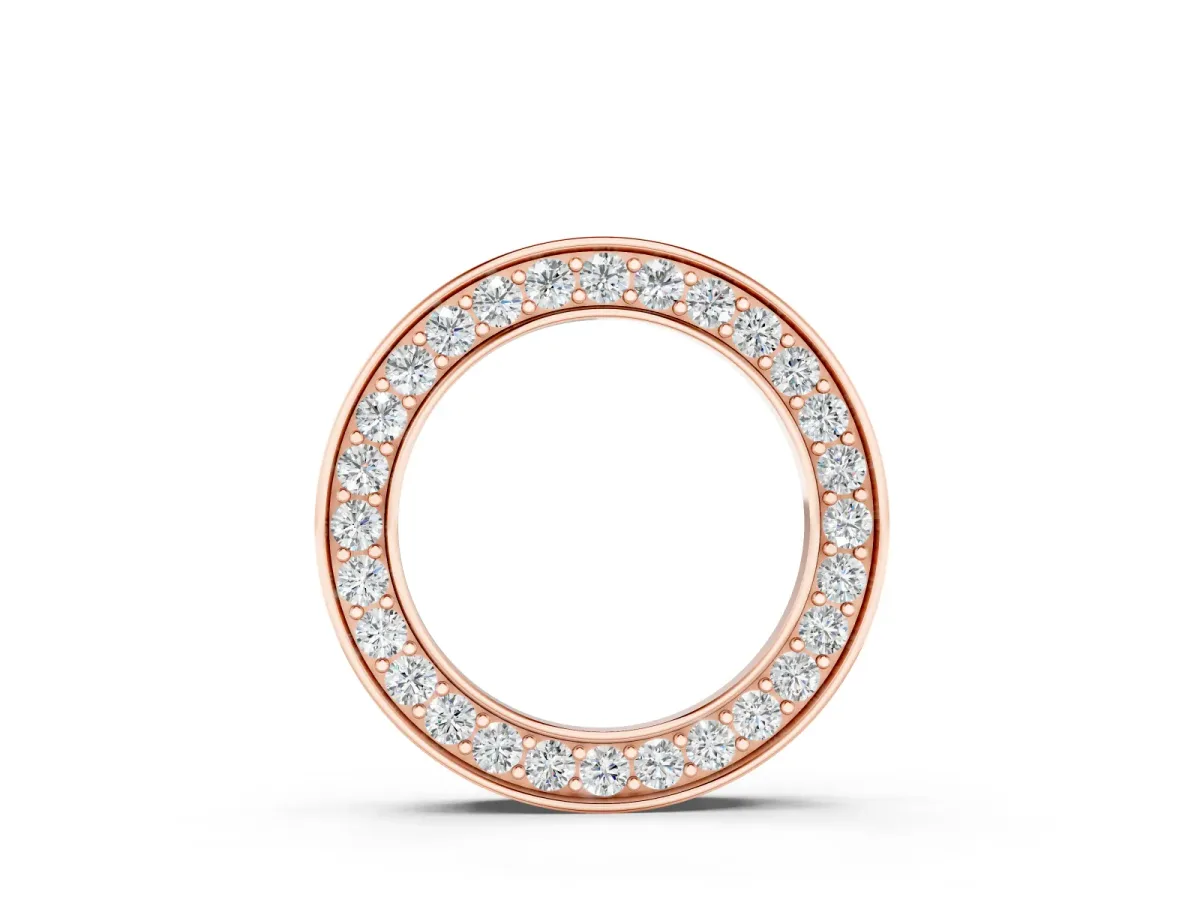 Round Diamond Pavé Circle Pendant Set in Rose gold with Polished Edges