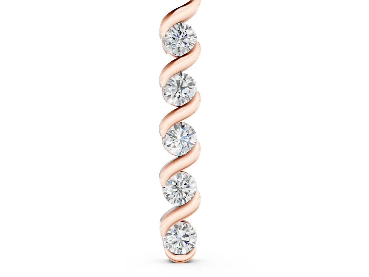 Round Diamond Spiral Twist Pendant Set in Rose gold with Five Prong-Set Stones