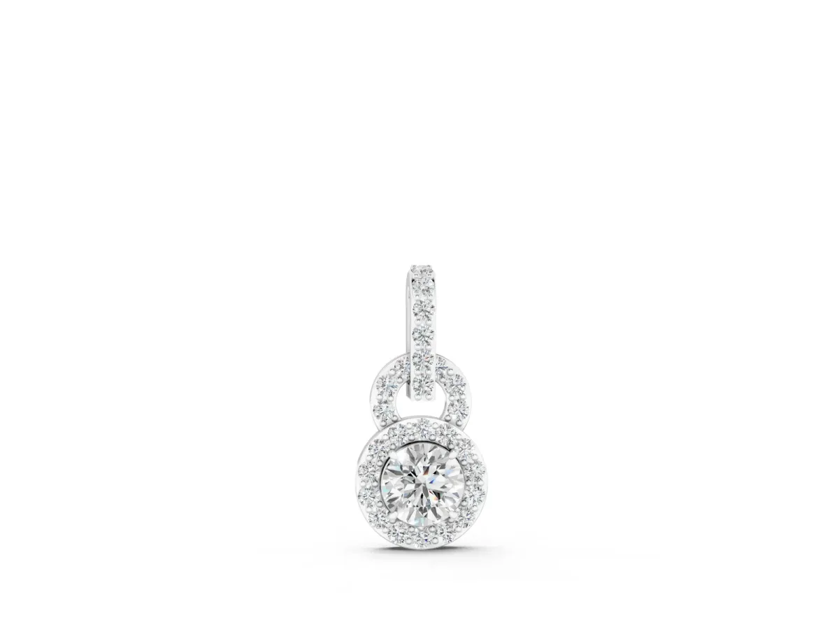 Round Halo Diamond Pendant Set in White gold with Pavé-Set Halo