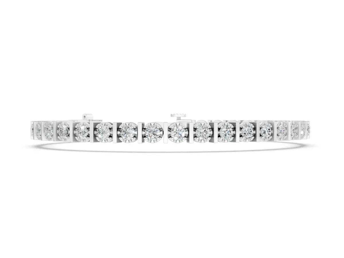 Round Diamond Channel Set Tennis Bracelet Set in White gold with Prong Setting
