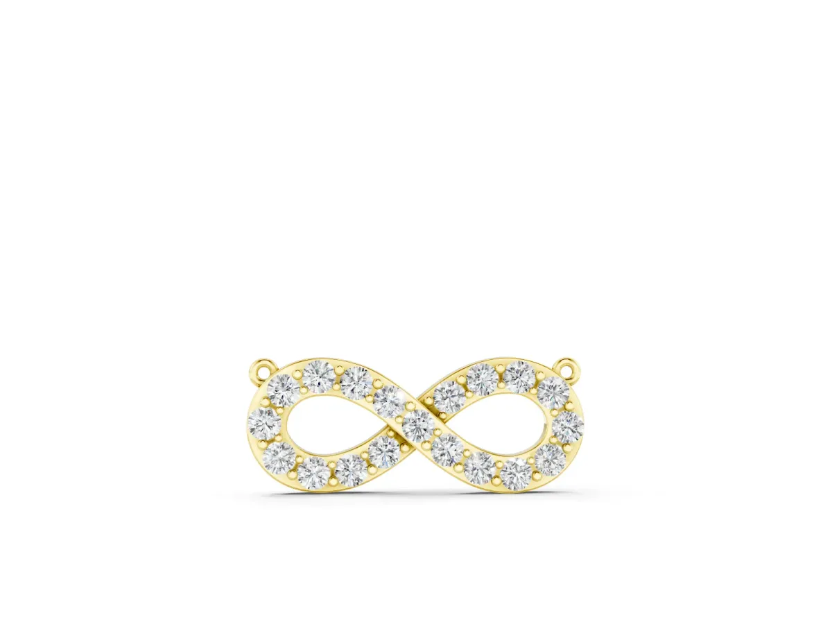 Infinity Pendant Set in Yellow gold with Round Diamond Pavé Loop