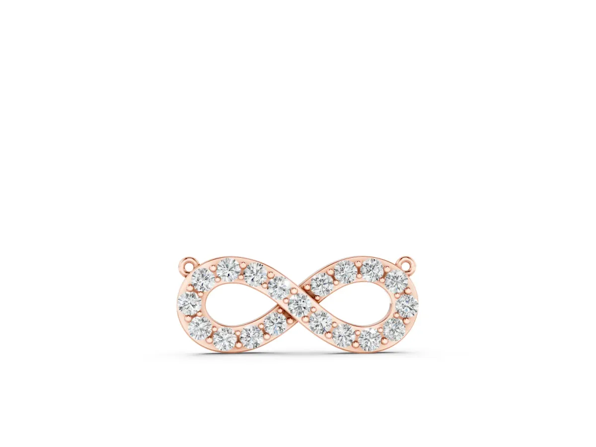 Infinity Pendant Set in Rose gold with Round Cut Pavé Diamonds