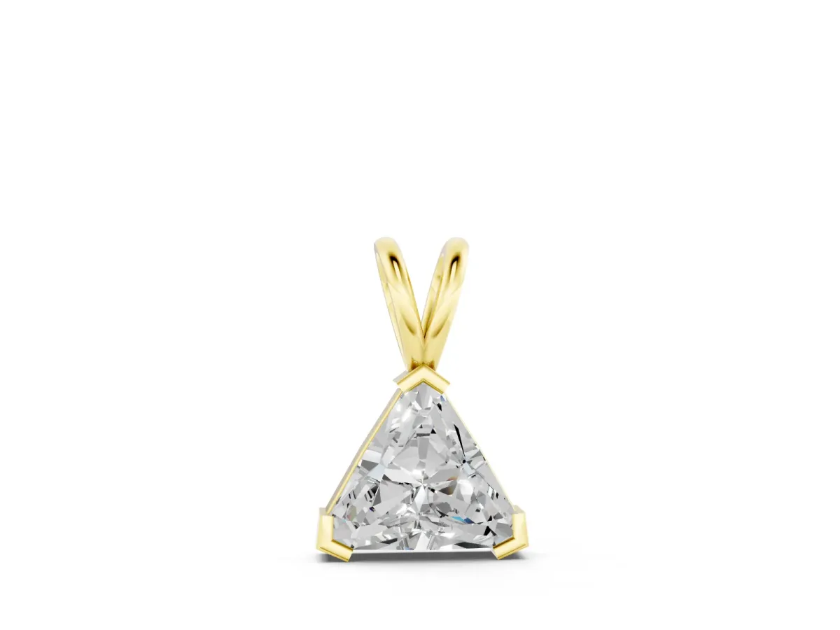Trillion Diamond Pendant Set in Yellow gold with Bezel Setting