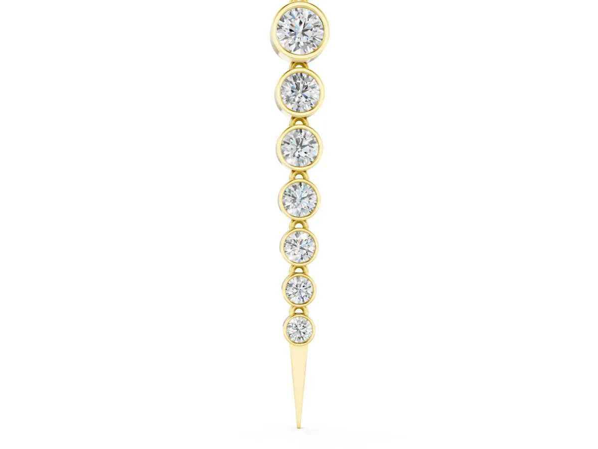 Round Diamond Graduated Drop Necklace Set in Yellow gold with Bezel Setting