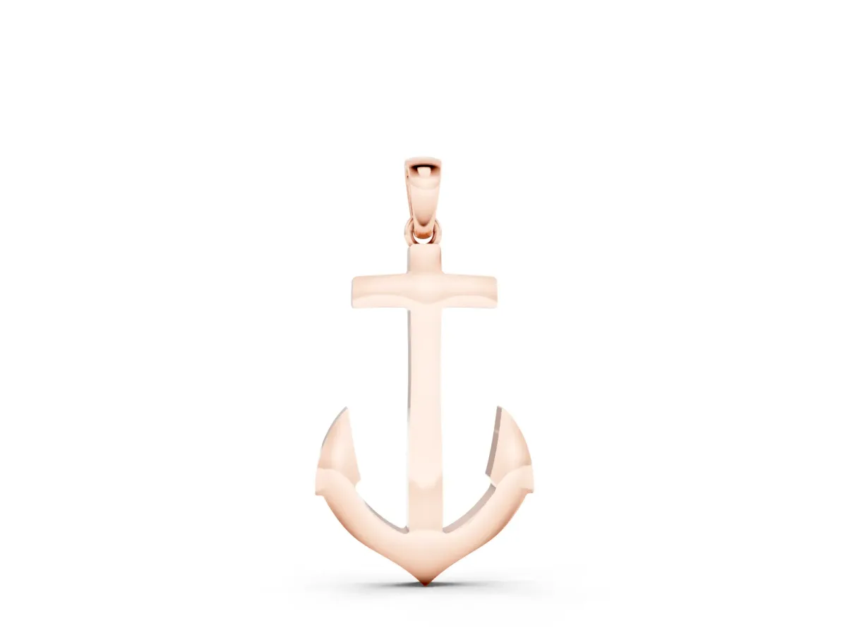 Anchor Pendant Set in Rose gold with Bezel-Set Round Diamond