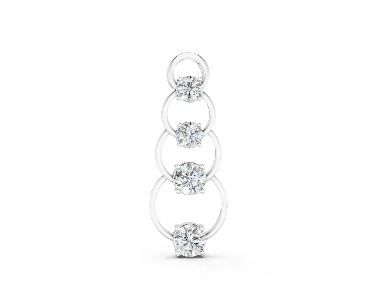 Round Diamond Cascading Circle Pendant Set in Silver with Four-Prong Setting