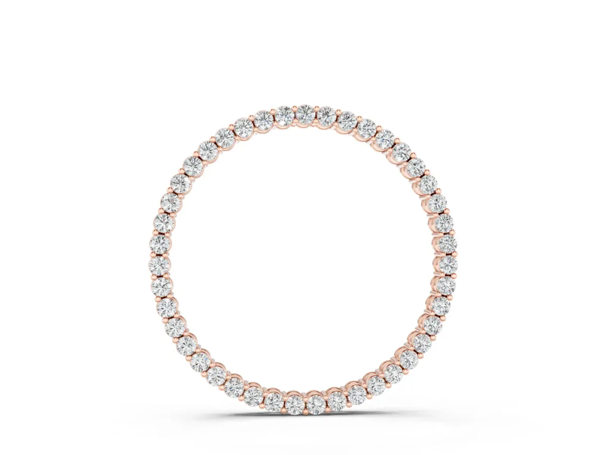 Round Cut Diamond Eternity Circle Pendant Set in Rose gold with Prong-Set Stones
