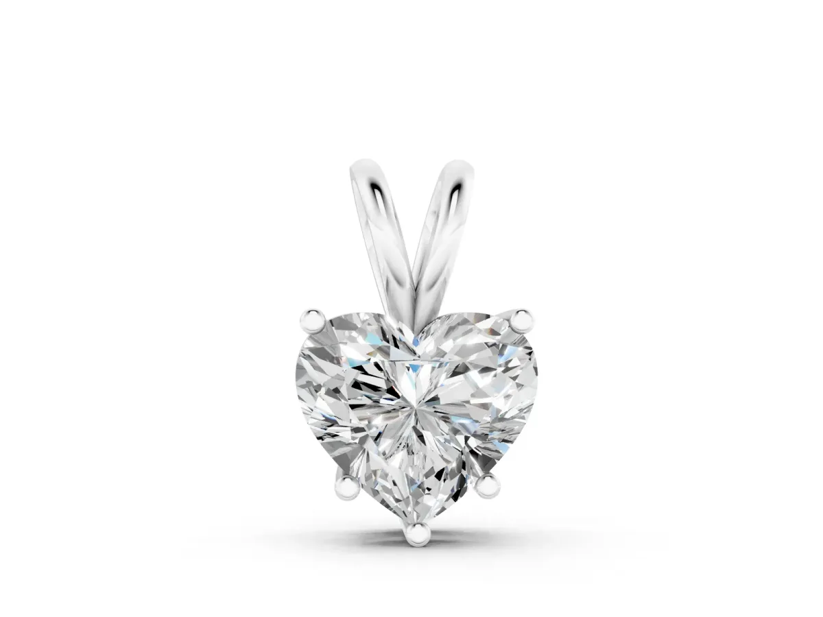 Heart Diamond Solitaire Pendant Set in White gold with Four-Prong Setting