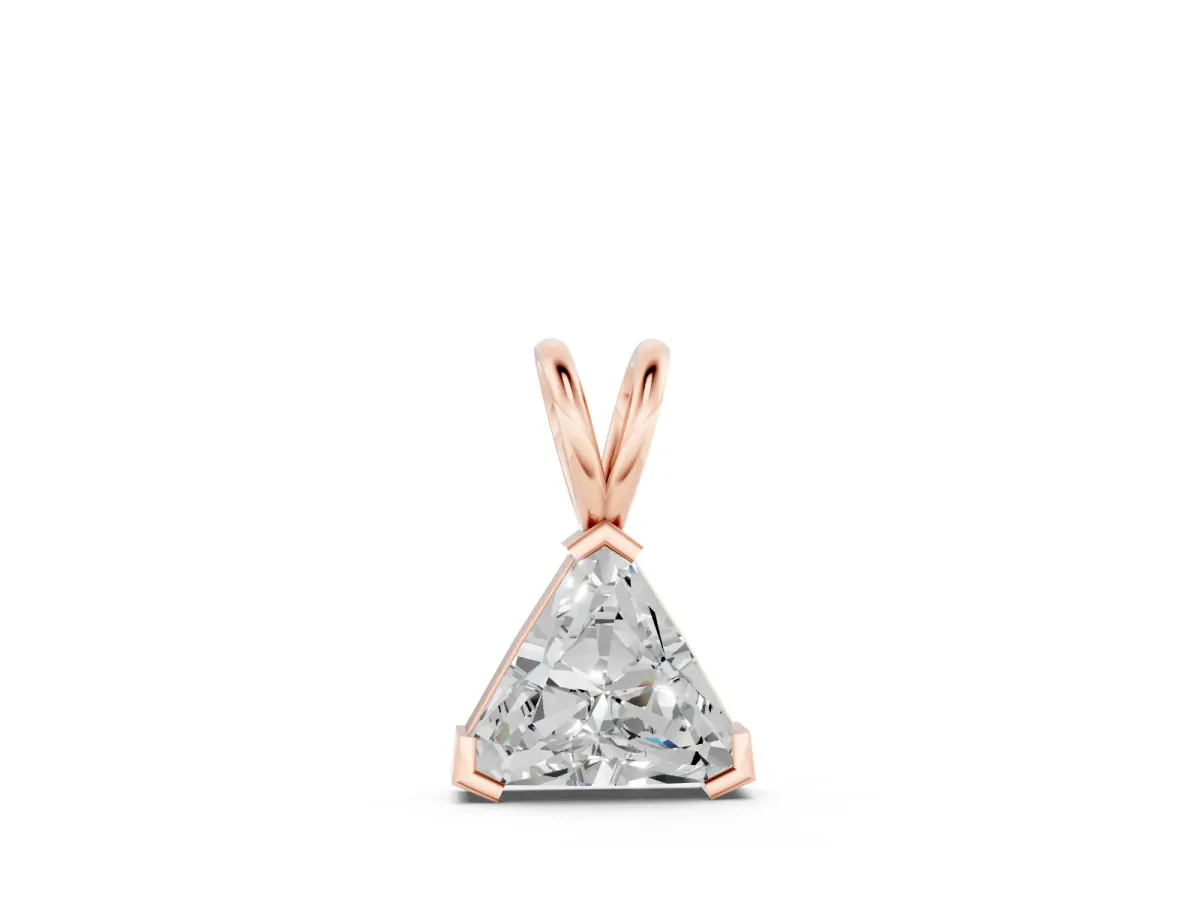 Trillion Diamond Pendant Set in Rose gold with Bezel Setting