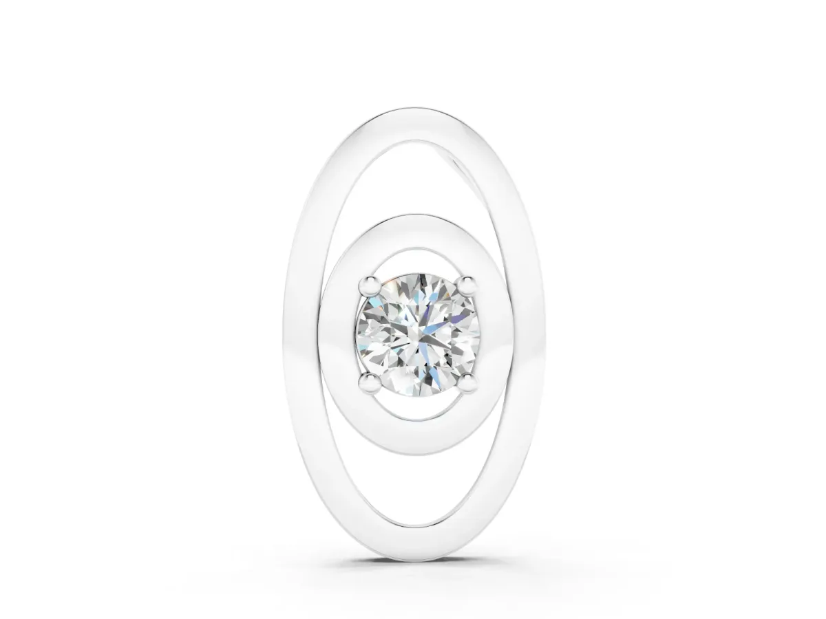 Round Diamond Bezel Pendant Set in White gold with Double Halo