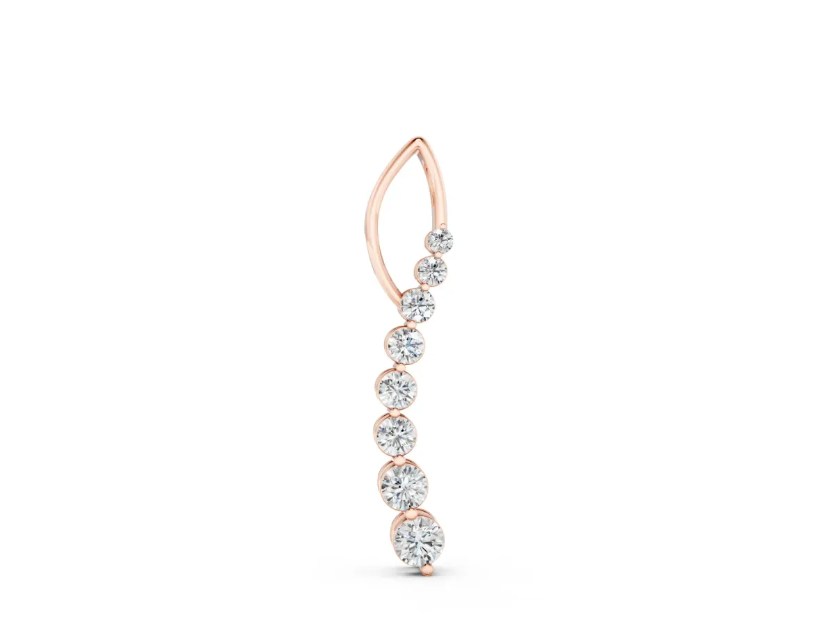 Round Diamond Channel Set Vertical Bar Pendant Set in Rose gold with Single Stone Row