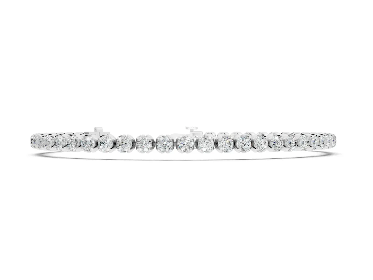 Round Cut Diamond Tennis Bracelet Set in Silver with Claw Prong Setting