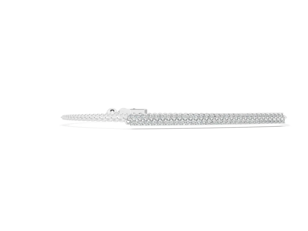 Round Diamond Pavé Box Chain Slider Bracelet Set in White gold