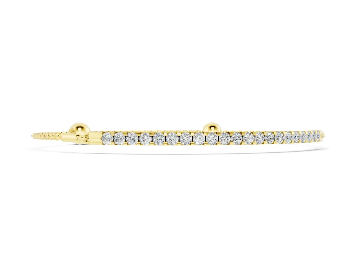Round Diamond Pavé Chain Bracelet Set in Yellow gold with Bezel Setting