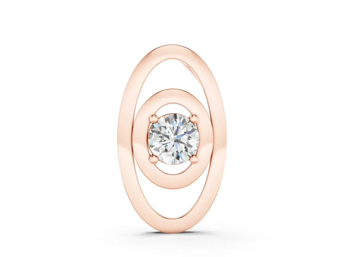 Round Diamond Bezel Pendant Set in Rose gold with Double Halo