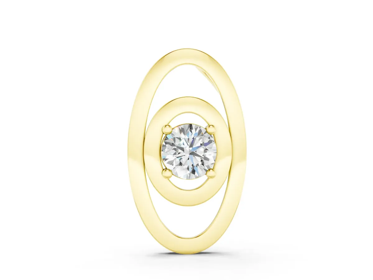 Round Diamond Bezel Pendant Set in Yellow gold with Double Halo