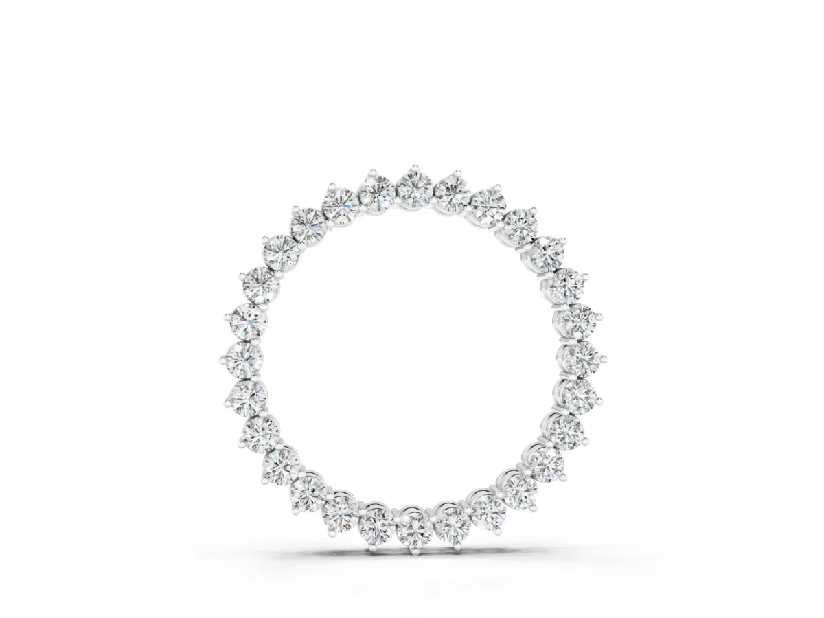 Round Diamond Halo Pendant Set in Silver with Prong-Set Circle