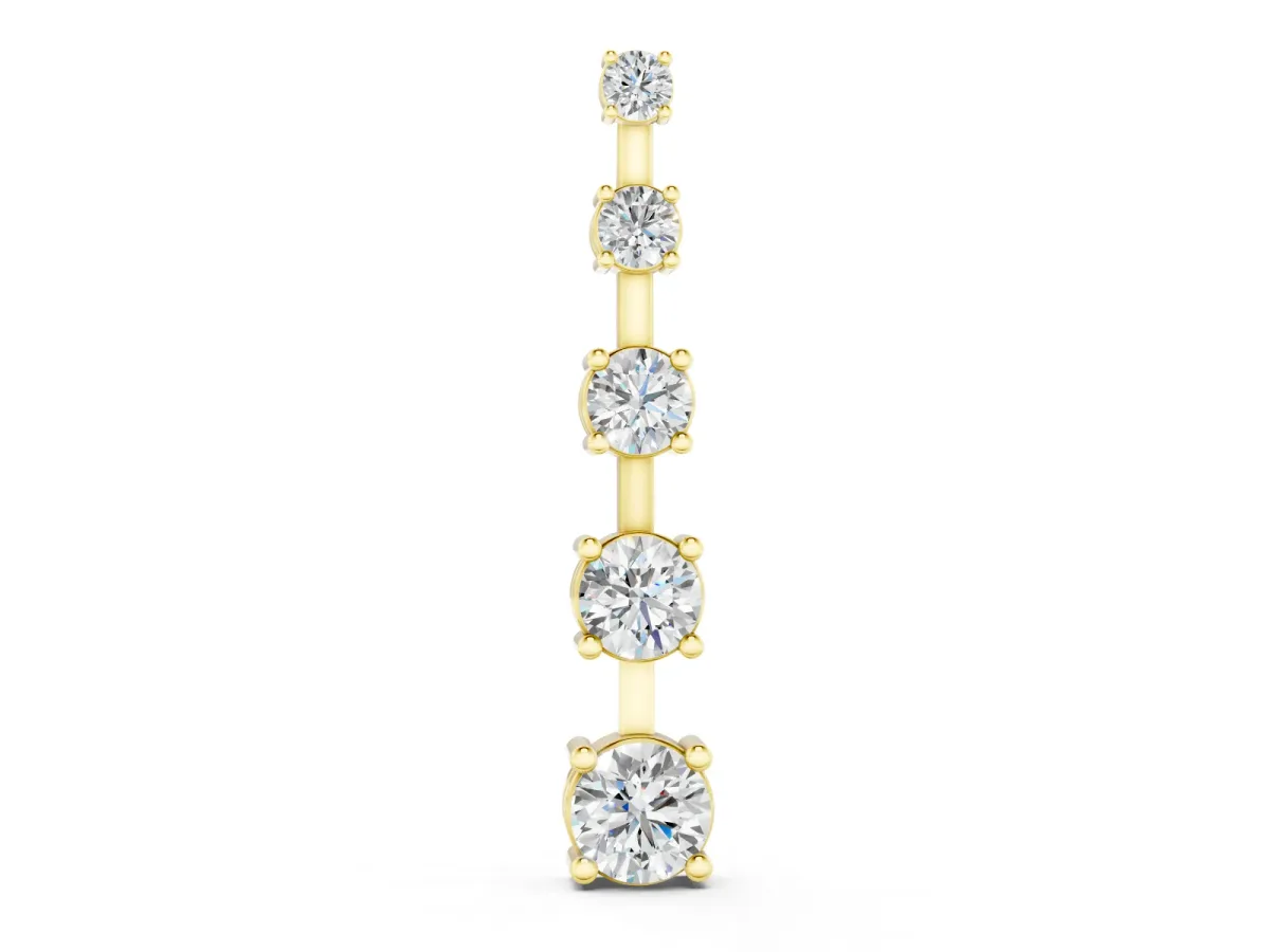 Vertical Bar Pendant Set in Yellow gold with Prong-Set Round Diamonds