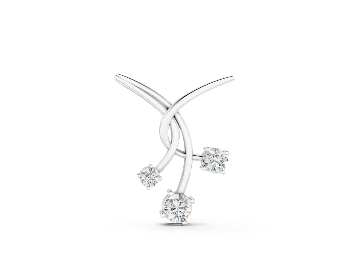 Round Diamond Intertwined Pendant Set in Silver with Three Prong-Set Stones