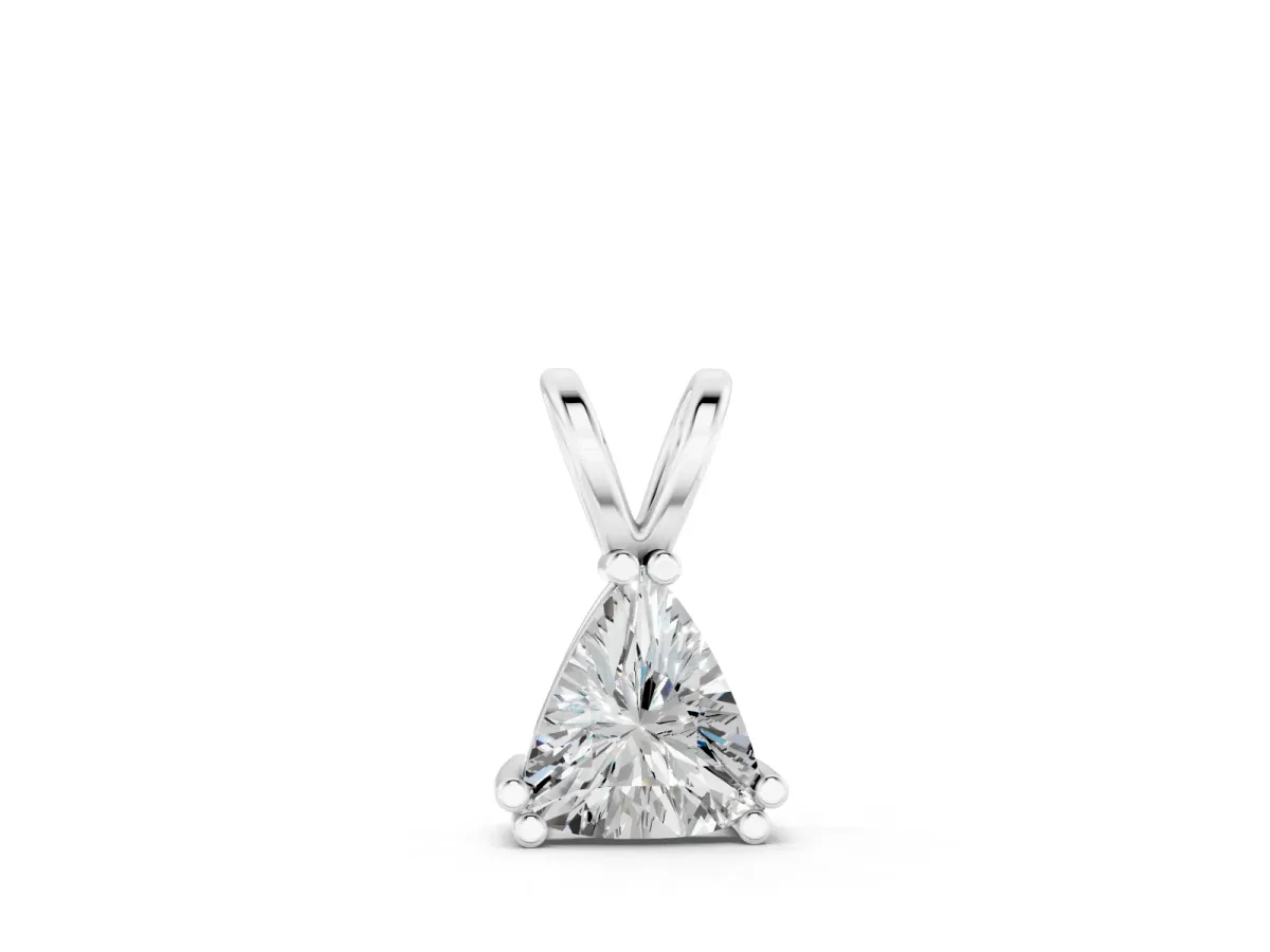 Trillion Cut Diamond Solitaire Pendant Set in White gold with Double Prong Setting