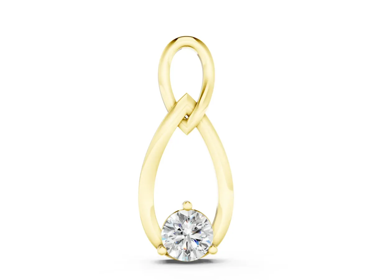 Infinity Teardrop Pendant Set in Yellow gold with Bezel-Set Round Diamond