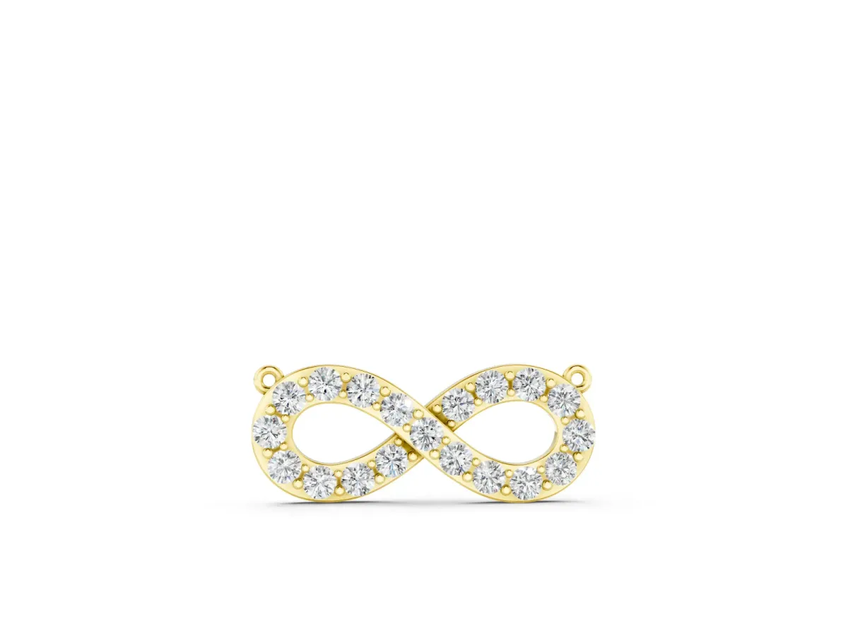 Infinity Pendant Set in Yellow gold with Round Cut Pavé Diamonds