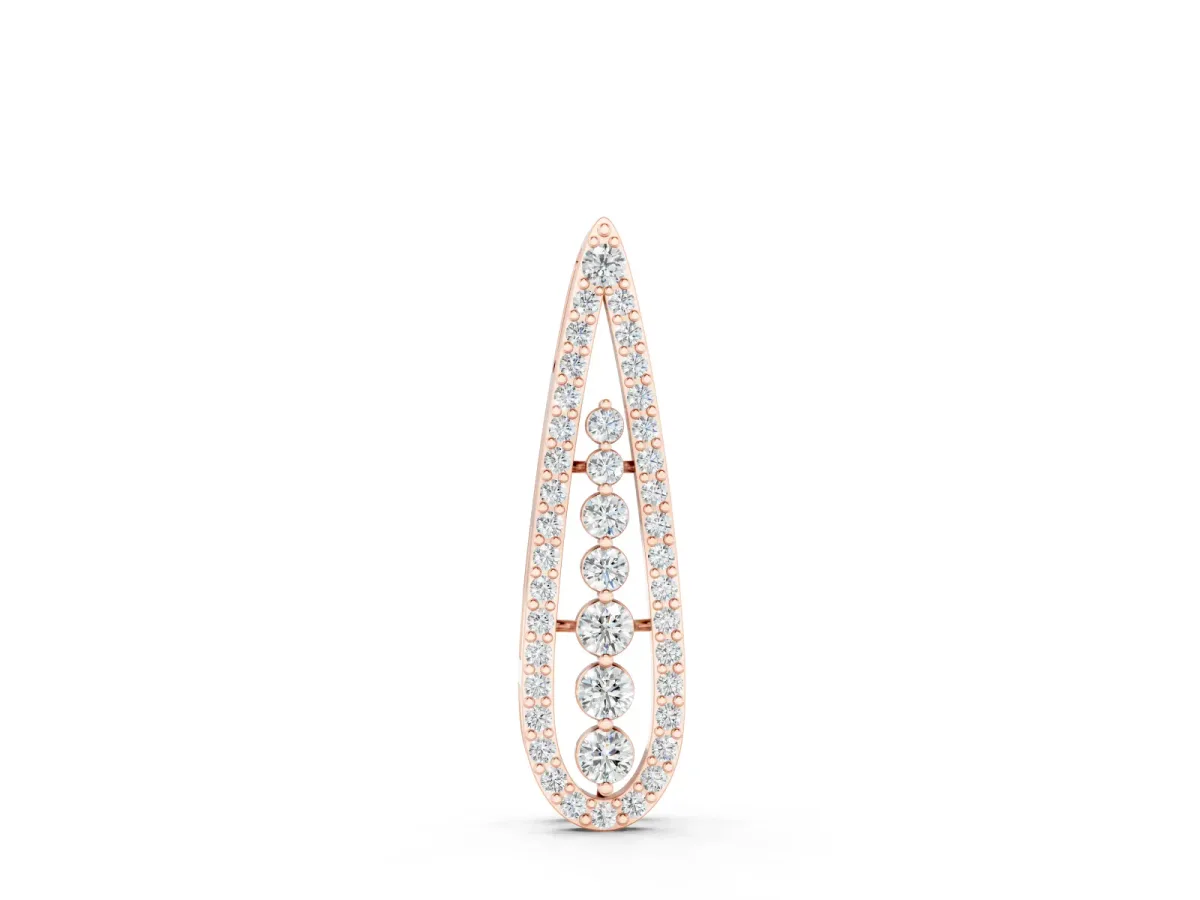 Teardrop Pavé Round Diamond Pendant Set in Rose gold with Elongated Prong-Set Frame