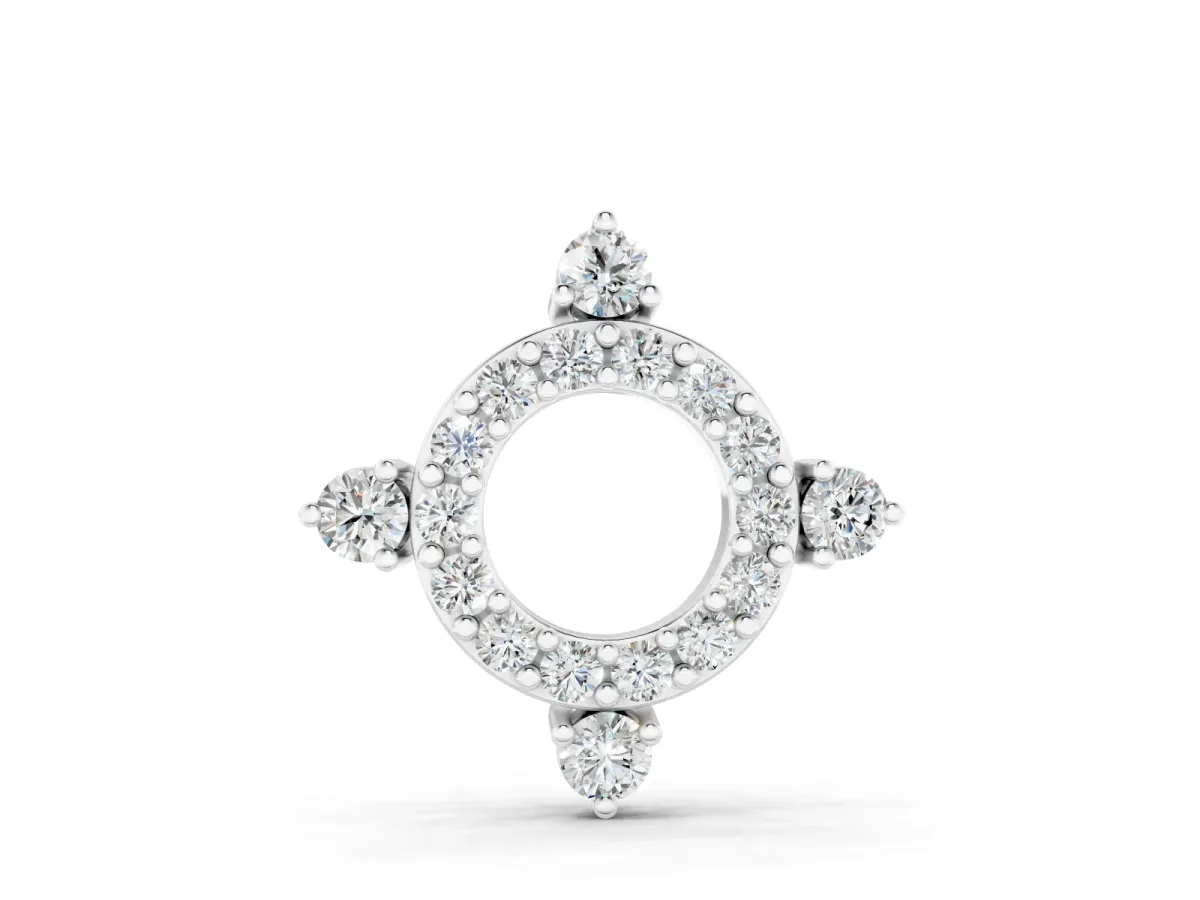 Round Diamond Open Halo Pendant Set in Silver with Four-Prong Setting