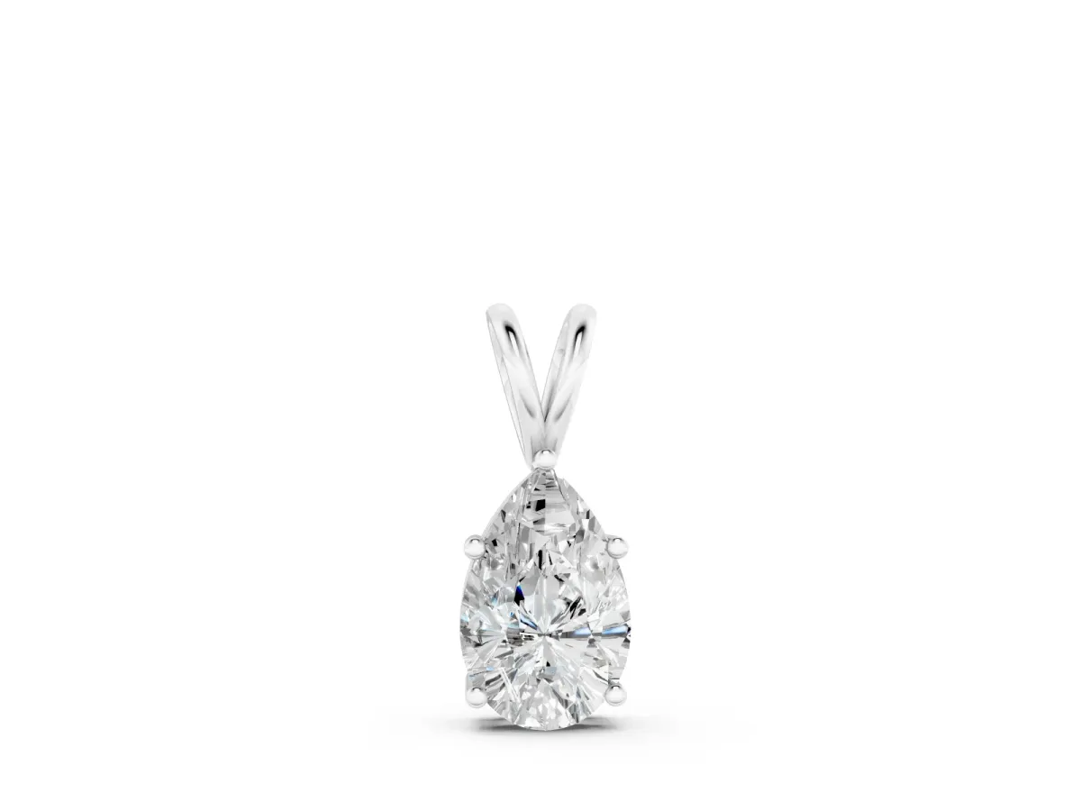 Pear Cut Solitaire Pendant Set in Silver with Three-Prong Setting