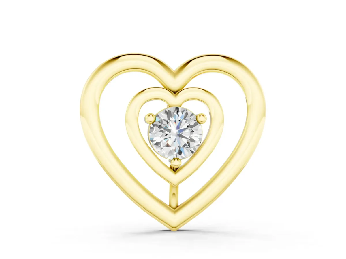 Heart Pendant Set in Yellow gold with Prong-Set Round Diamond