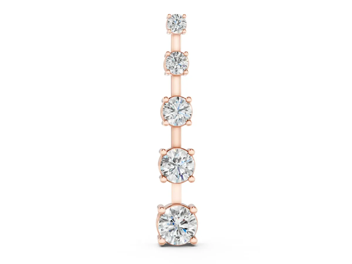 Vertical Bar Pendant Set in Rose gold with Prong-Set Round Diamonds