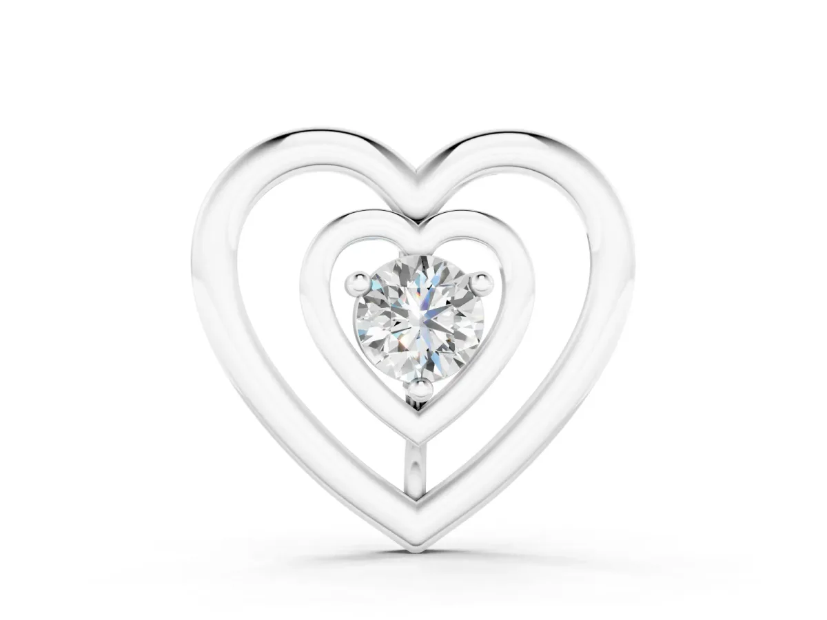 Heart Pendant Set in White gold with Prong-Set Round Diamond